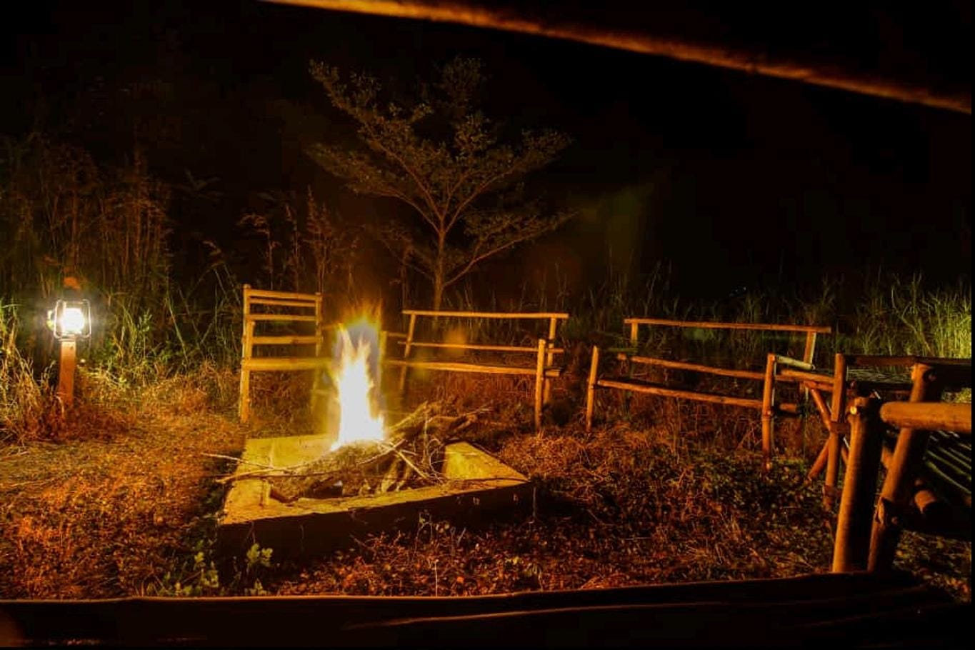 fireplace at night