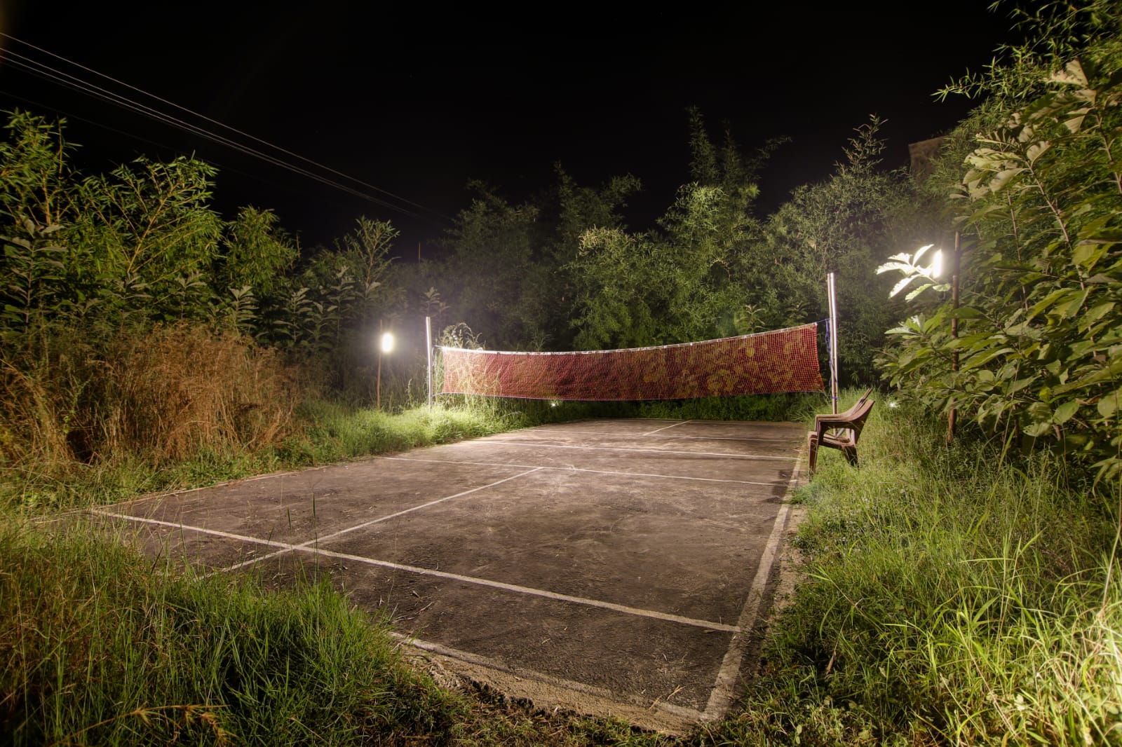 badminton court at night